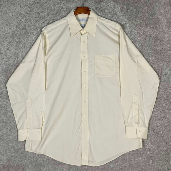 Brooks Brothers Other - VTG Brooks Brothers Non-Iron Dress Shirt 16.5-34 Mens Cream Cotton Long Sleeve